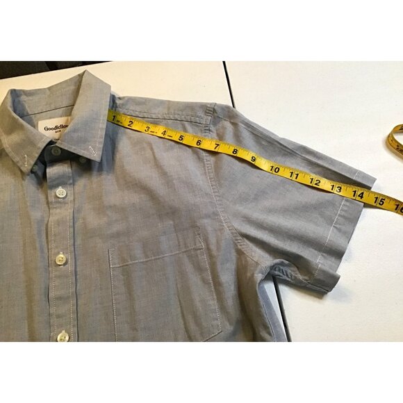 GOODIELLOW- BLUE SOLID PATTERN STANDARD FIT MENS SHIRT SIZE MEDIUM - Picture 4 of 6